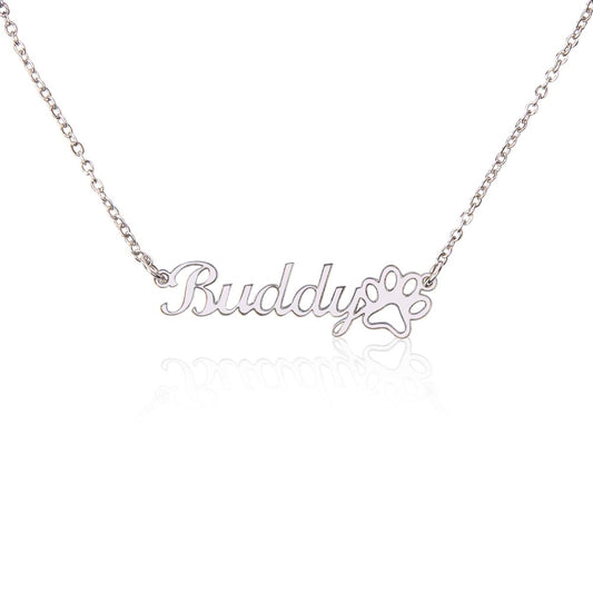 Custom Dog Name Necklace with Paw Print – Personalized Pet Lover Jewelry