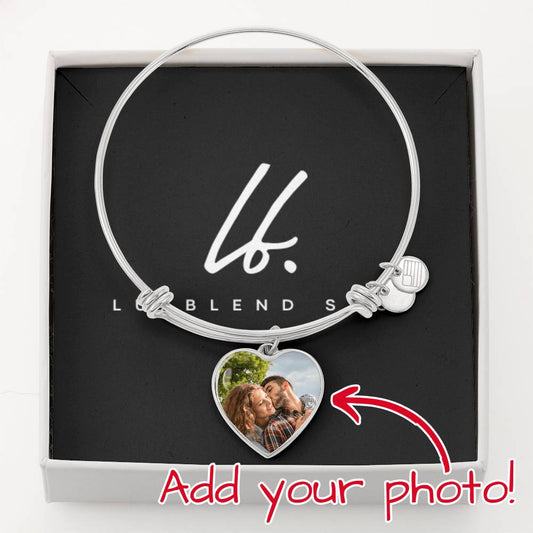 Custom Engraved Heart Bangle with Photo – Personalized Jewelry for Lasting Memories